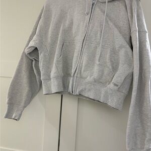 TNA Heather Gray Sweatfleece Cozy Fleece Hoodie Boyfriend Fit Cropped